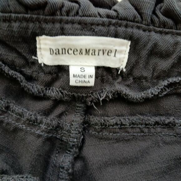 Dance & Marvel Distressed Paperbag Shorts S black shoestring belt mid rise - Picture 6 of 13